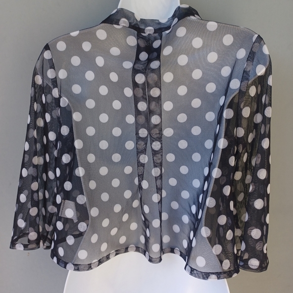Heide Ost black/white polka dots cropped sheer mesh top S. - Picture 3 of 4